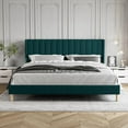 thumbnail image 2 of AUFANK King Bed Frame Upholstered Platform with Wooden Slats, Noise-Free, Green, 2 of 6