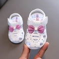 thumbnail image 5 of LOVZFMLL Infant Baby Girls Sandals Bow Squeaky Princess Shoes Soft Sole Closed Toe for Summer Crib Newborn Toddler Prewalker First Walking White 12-18 Months, 5 of 5