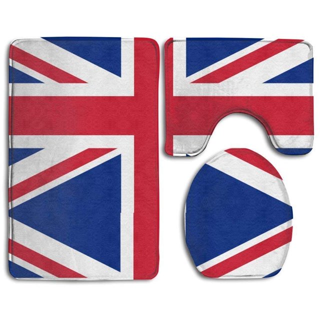 ABPHQTO bandera de Reino Unido Juego de alfombras de baño de 3 piezas Alfombra de baño Alfombra de contorno y tapa de inodoro ABPHQTO Cont-CHAPPLE-28961