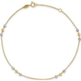 thumbnail image 4 of 14K Two-Tone Polished Diamond-Cut Beaded 9In Plus 1 In Ext. Anklet (9 X 0.75) Made Turkey ank330-9, 4 of 5