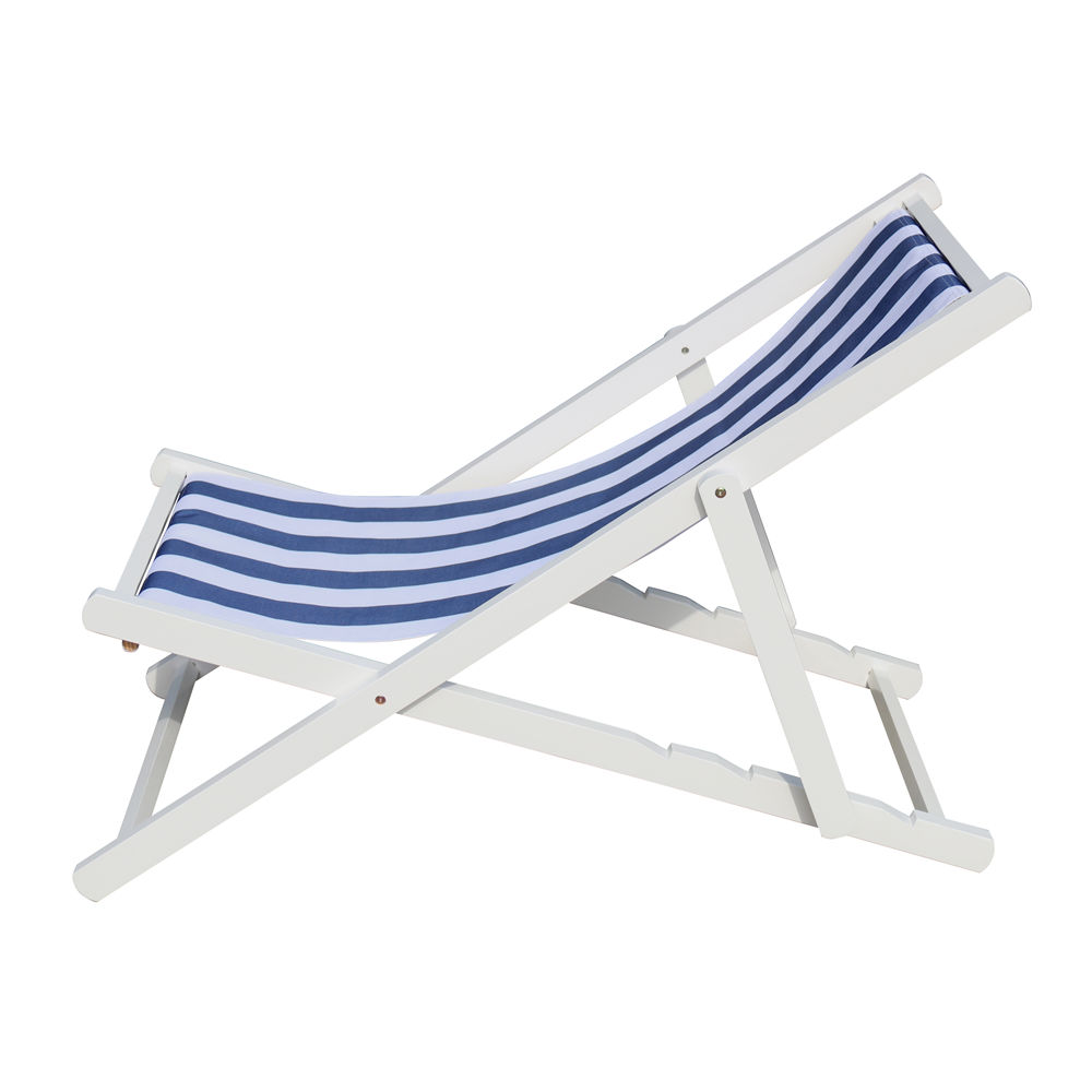 Beach Lounge Chair Wood Sling Chair Navy Style Back Adjustable Outdoor Chaise Lounge for Garden Patio Light Blue - image 5 of 7