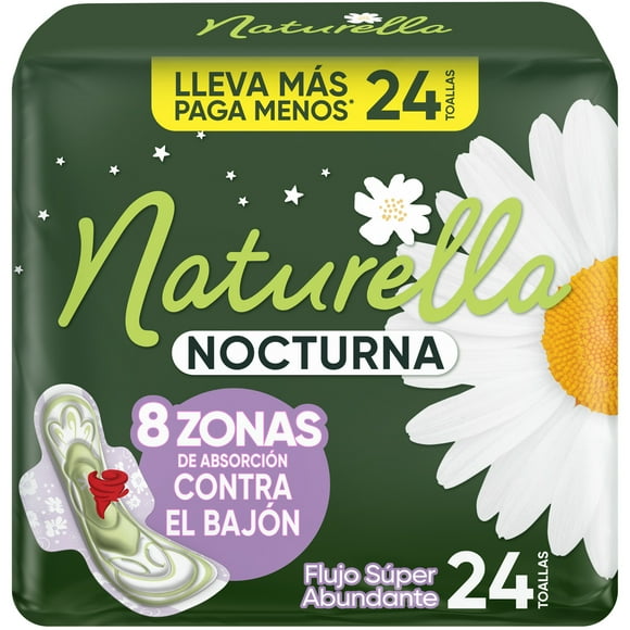 Toallas Femeninas Naturella Nocturna Flujo Super Abundante 24 Unidades