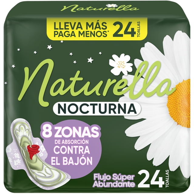 Toallas Femeninas Naturella Nocturna Flujo Super Abundante, 24 Unidades