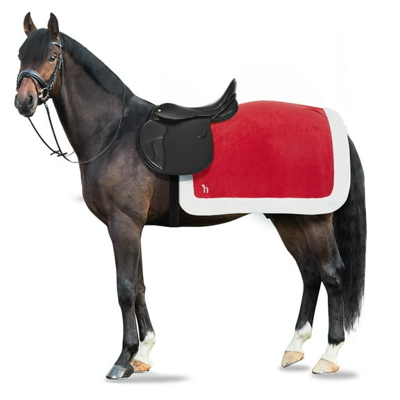 Horze Santa Christmas Fleece Horse Quarter Sheet Riding Blanket with Faux Fur