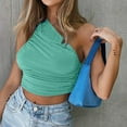 thumbnail image 6 of asdoklhq Blouses for Women Clearance $5,Women's Solid Casual One Shoulder Slim Fit Vest, 6 of 8