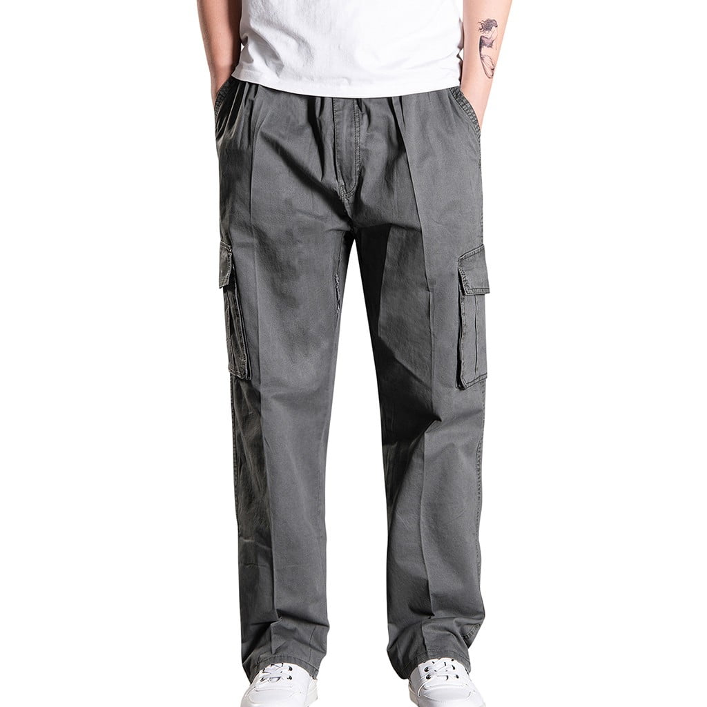 Men's Multi Pocket Cargo Pants Big and Tall Outdoor Jogger Pant Workout
