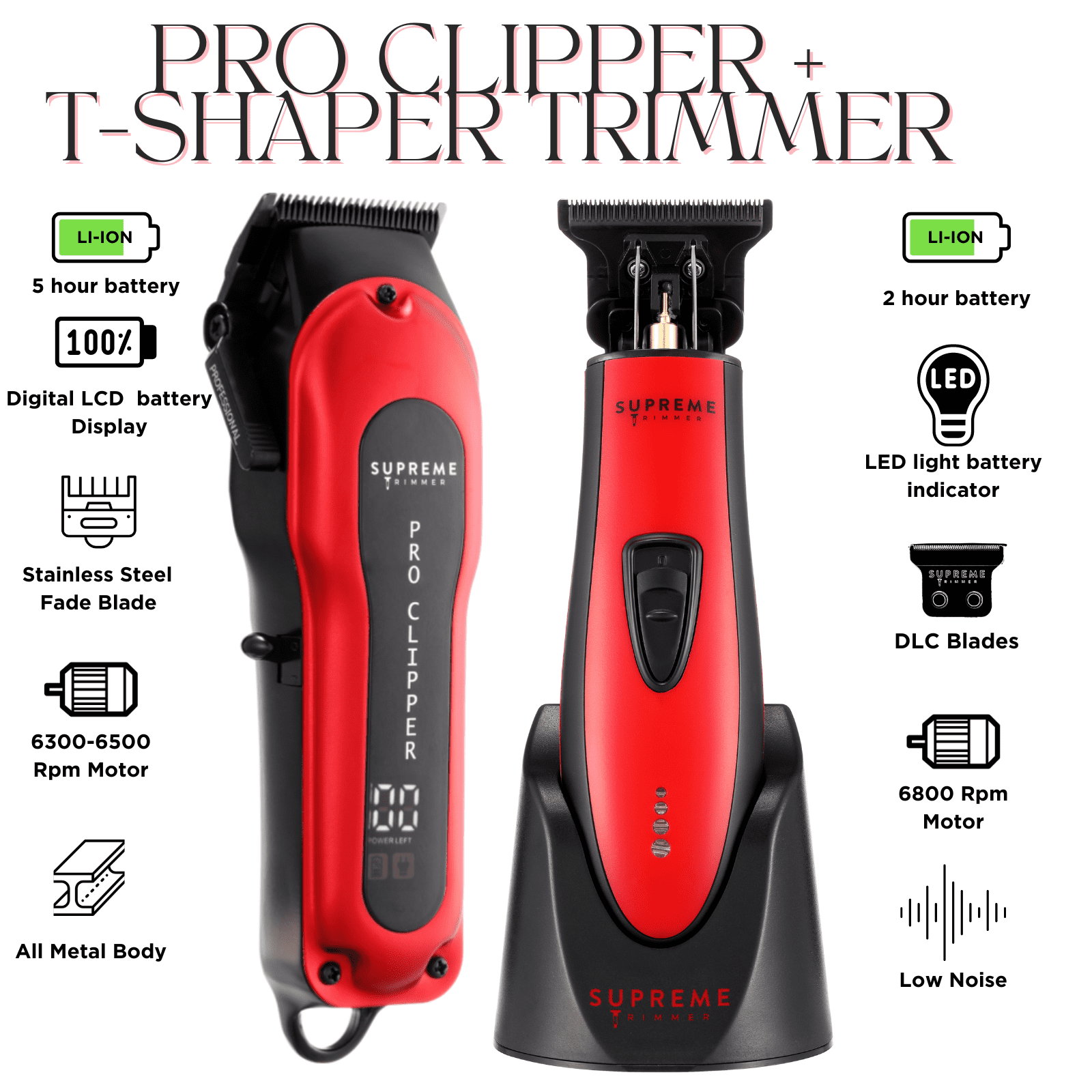 Supreme Trimmer Pro Clipper & T-Shaper Combo, Beard Trimmer