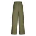 thumbnail image 5 of SEAOPEN Women's Flowy Wide Leg Beach Trousers with Pockets Cotton Linen Palazzo Pants Army Green L, 5 of 5