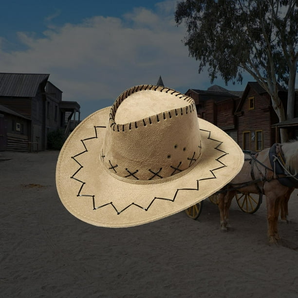 Sombrero de vaquero occidental plegable Derby Panamá Fedora Gorras Verano Protección Pesca libre Viajes Sombreros de playa para hombres y - amarillo BLESIY Sombrero de vaquero occidental