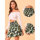 thumbnail image 2 of Minifalda Con Estampado Floral Tropical Y Cintura Fruncida Para Mujer Allegra K Verde L, 2 of 5