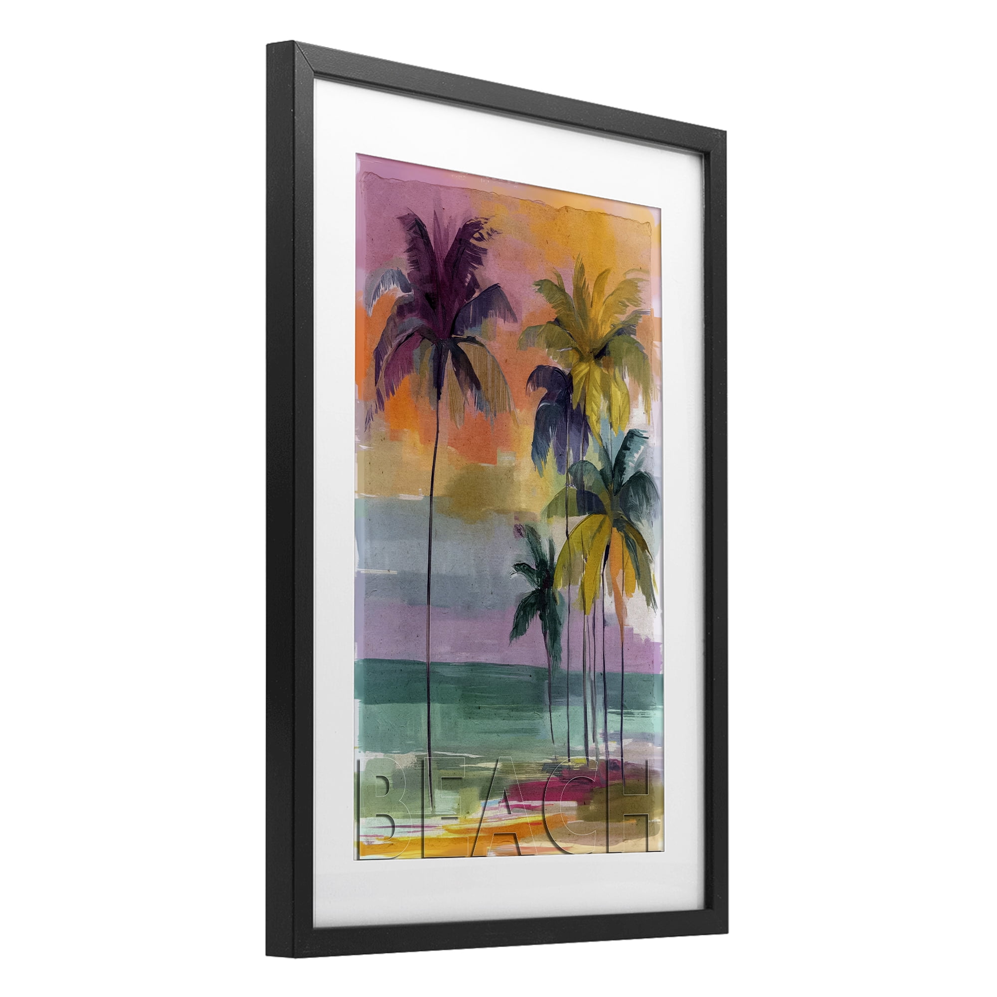 Stupell Industries Crayon Beach at Sunset Black Framed Print Under Glass, design by Annabelle Hall
