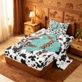 thumbnail image 2 of meiyoeat Cattle Pattern Monogram J Twin Sheets For Boys,Rustic Leopard Print Bedding,3 Pieces,1 Fitted Sheet and 1 Pillowcase, 2 of 6