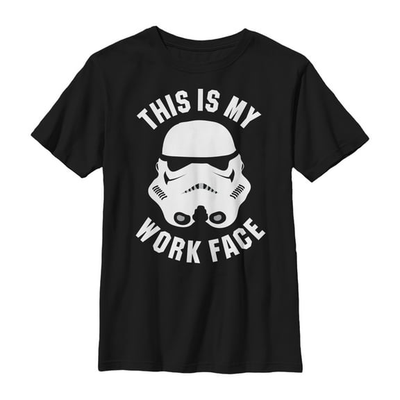 Boy's Star Wars Stormtrooper This is My Work Face Graphic Tee Black X Small