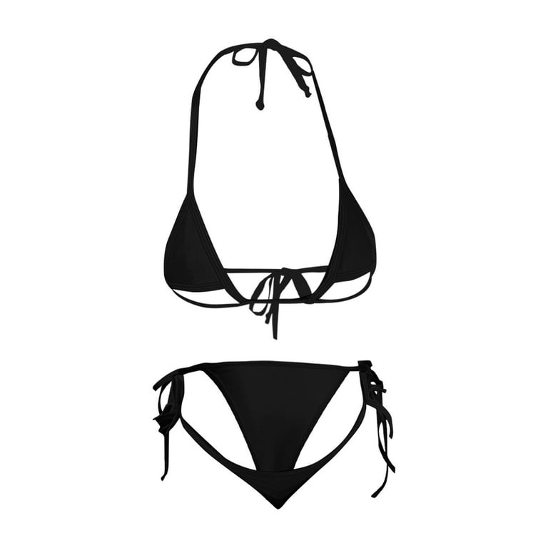 ZHAGHMIN Women Two Piece Bikini Set Bikini Super Three Point Lace Swimsuit  Underwear Lace Up Thong Split Swimsuit Bathing Suits for Teen Girls Extra  BlackL 