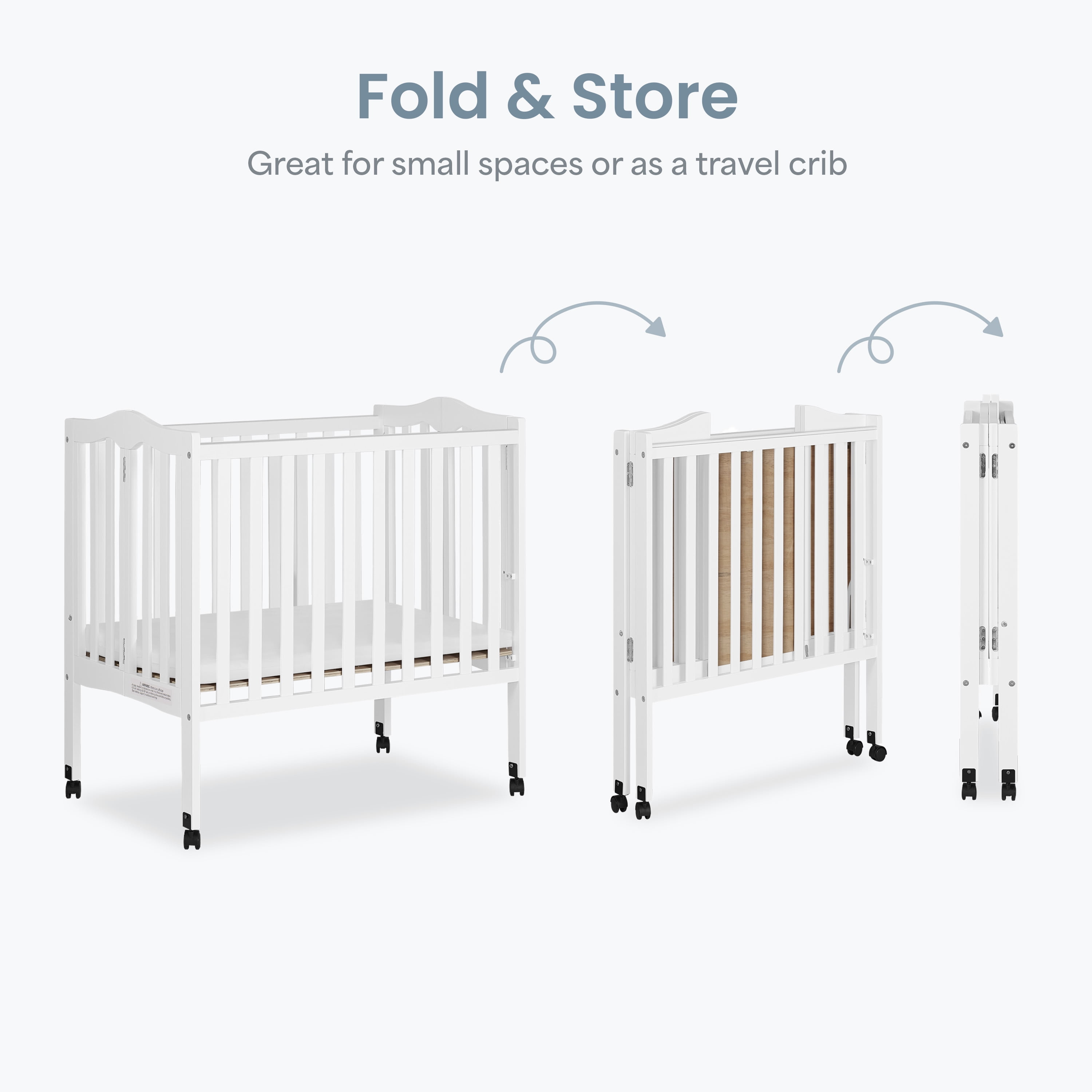 Dream On Me 2-in-1 Lightweight Folding Portable Crib, White