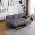 thumbnail image 3 of Convertible Sectional Sofa Couch, 3 Seat L-Shaped Couch with Storage Chaise Lounge&Track Arm, Modern Chenille Pull-Out Sleeper Sectional Couch for Living Room, Apartment, Office, Small Space, Grey, 3 of 9