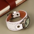 thumbnail image 4 of ColoMX 1 reloj de piel de vaca genuino, reloj de pulsera literal romano, elegante, informal, con decoración, reloj de pulsera de cuarzo creativo para mujer y mujer (blanco), 4 of 8