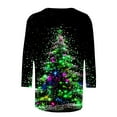 thumbnail image 4 of Xmyrz T Shirts For Women Lovely Suitable Christmas Print Round Neck Plus Size Three Quarter Sleeve Casual Tops Casual Blouses, 4 of 5