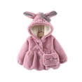 thumbnail image 4 of Coerni Kids Hooded Coat Toddler Girls Winter Fleece Coat Kids Hooded Faux Fur Jacket 6 12 18 24 Months Baby Warm Outwear, 4 of 9