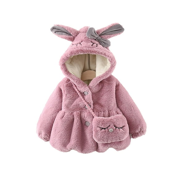 Mercatoo Baby Girls Thicken Hooded Keep Winter Jacket Coat, Warm Coat Bag Rabbit, Toddler Girls Fleece Casual Clothes