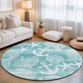thumbnail image 2 of Round Rugs 4Ft, Teal Anchor Nautical Round Area Rug Washable Indoor Throw Carpet, Coastal Beach Coral Starfish Soft Non Slip Circle Rug for Kitchen Nursery Room Home Decor Aesthetic, 2 of 8