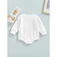 thumbnail image 4 of Seyurigaoka Baby Girls Autumn Casual Romper White Long Sleeve Round Neck Letter Print Playsuit for 0-18M Toddler Kids, 4 of 9
