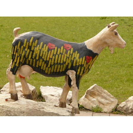 Baby Goat Leather - Canvas Print Animal Goat Baby Goat Carving Wood Chamois Geiss Stretched Canvas 10 x 14