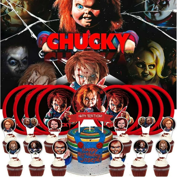 Chucky Birthday Supplies Plates Decorations Decor Backdrop Banner Cake Topper Fans