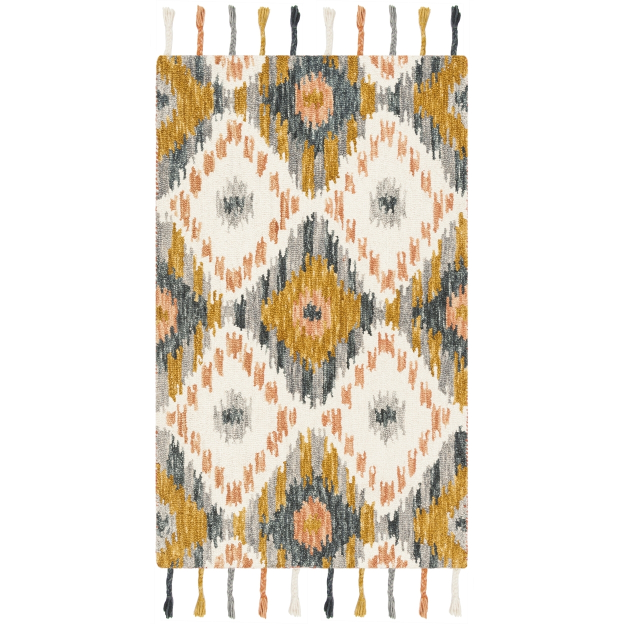 SAFAVIEH Suzani Leyla Southwestern Wool Area Rug, Ivory/Gold, 5' x 8'