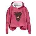 thumbnail image 2 of Womens Oversized Hoodies Vintage Highland Cow Head Graphic Hooded Sweatshirt Drop Shoulder Streetwear Casual Pullover Tops Fall Winter Clothes Hot Pink L, 2 of 3