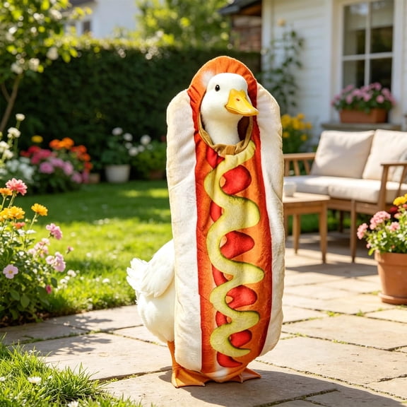 Liamobondopolis Porch Goose Outfits 23 Inch Plush Hot Dog Costume for Summer Cookout Front Porch and Yard Decor
