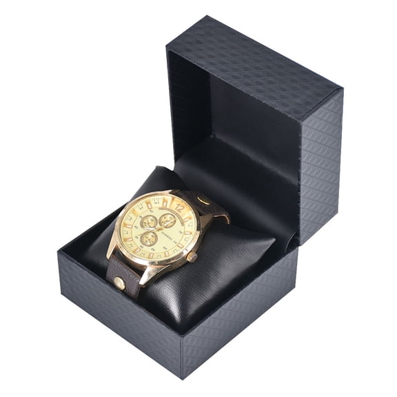 Odear Flip Watch Case with Pillow Watch Box for Men Black 3.94*3.94*2.87in
