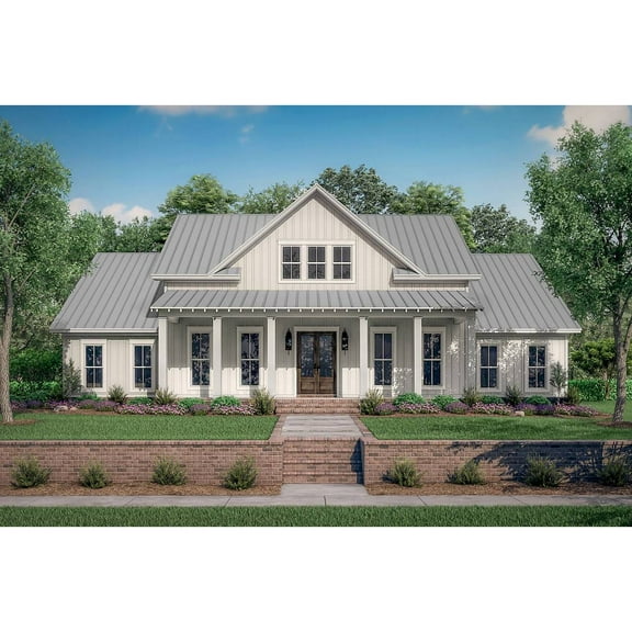 The House Designers: THD-6733 Builder-Ready Blueprints to Build a Symmetrical Southern Country House Plan with Crawlspace Foundation (5 Printed Sets)