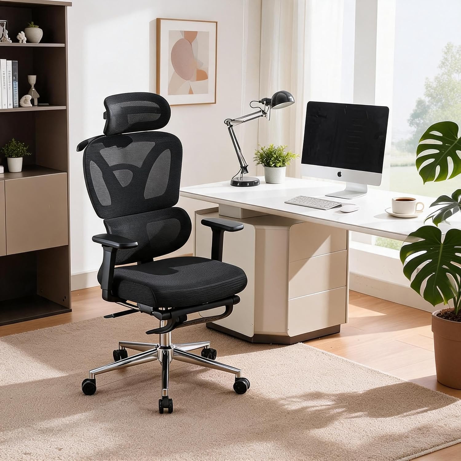mesh office chair with footrest product