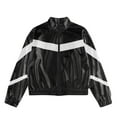thumbnail image 4 of iixpin Kids Girls Shiny Metallic Bomber Jacket Long Sleeve Zipper Coat Motorcycle Baseball Windbreaker Outerwear Black 12, 4 of 6