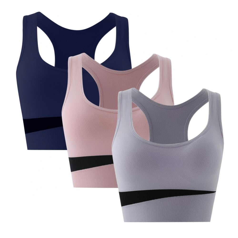 Baywell Sports Bra 3 Pack for Women, Padded High Impact Push Up