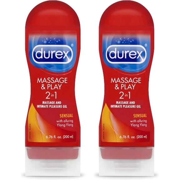 Durex Water Based Lube, Touch & Play Personal Lubricant with Ylang Ylang for Women & Men, 6.76 FL OZ - 2 Pack