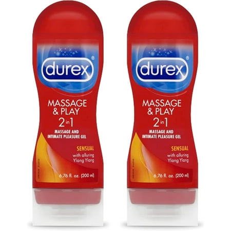 Durex Water Based Lube, Touch & Play Personal Lubricant with Ylang Ylang for Women & Men, 6.76 FL OZ - 2 Pack
