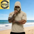 thumbnail image 7 of ZVNAΖH Men's Sun Protection Hooded T-Shirt, Short Sleeve Athletic Top with Face Mask for Workout & Outdoor, S-3XL, 7 of 7