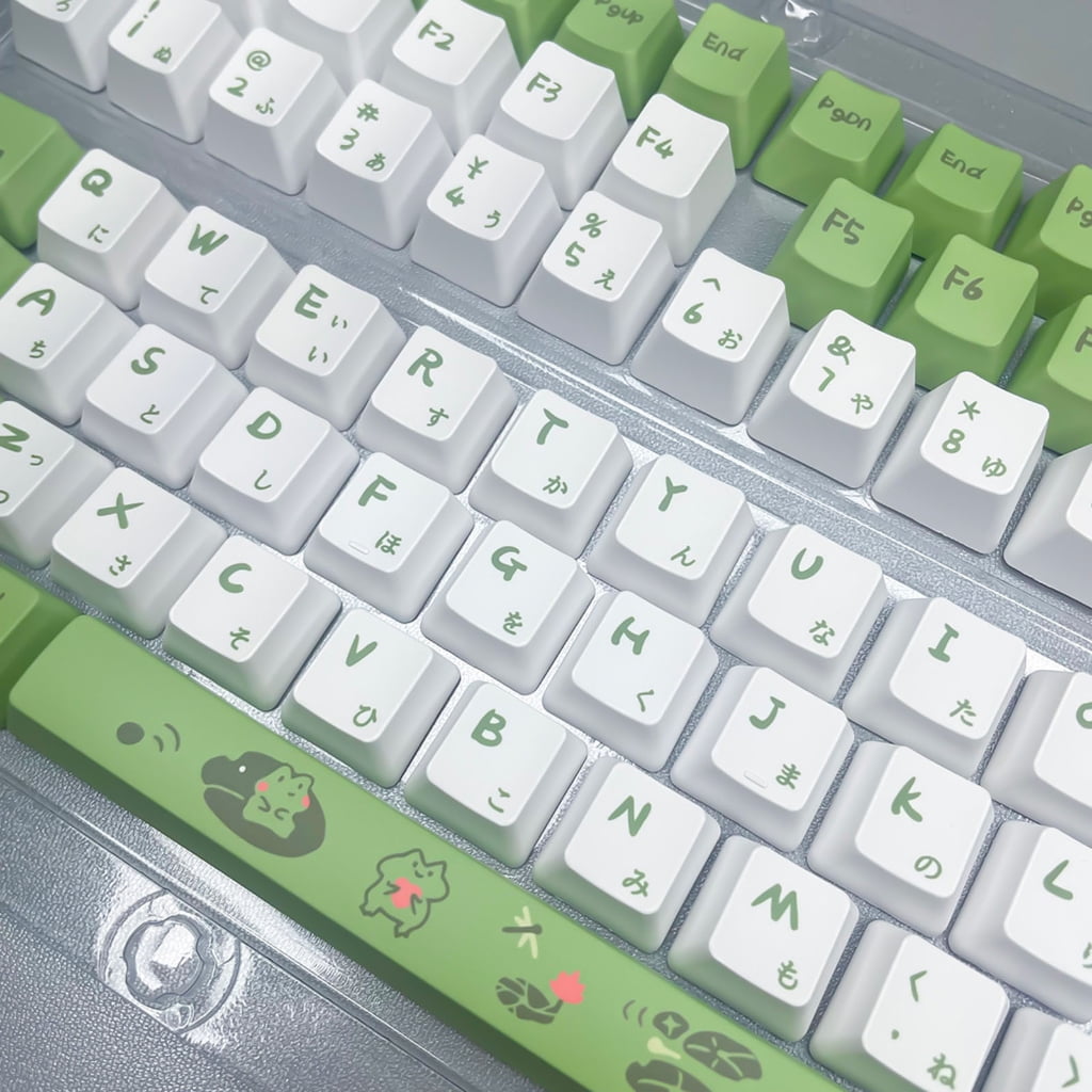 Japanese Keycap Frogs Theme Keycaps Set,XDA/OEM Profile PBT Dye Sublimation for 61/64/68/87/98/104 Mechanical Keyboard