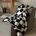 thumbnail image 4 of LAICAIW Checkered Throw Blanket，Checkered Blanket Throw Cute，Throw Blankets Checkerboard Grid Chessboard Gingham Warmer Comfort Plush Reversible Microfiber Cozy Decor for Home Bed Couch (Black, 28, 4 of 7
