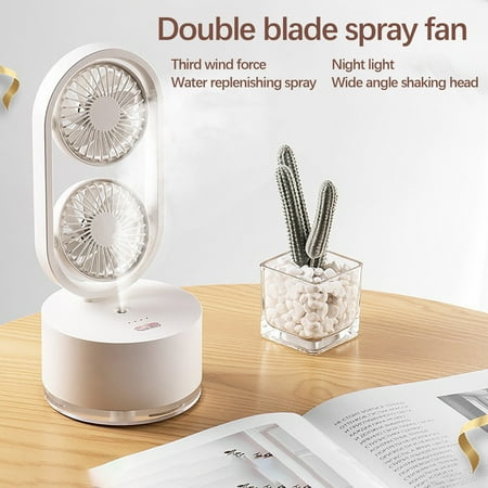 

Lydiaunistar Fan Clerance Double Leaf Spray Water Refrigeration Humidification Fan INS Desktop Humidifier Desk Fan office Desktop Dormitory Small Fan