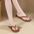 thumbnail image 3 of Flip Flops for Women Dressy Summer Slip on Slides Lightweight Thong Sandals Comfortable Memory Foam Slippers Brown Size 8.5, 3 of 7