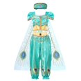 thumbnail image 1 of Jasmine Dress of Girl Birthday Party Carnival Fantasy Cosplay Disney Aladdin agic Lamp Moana Elena Princess Costume Clothing Set5-6T (130) Gao Jinjia LED, 1 of 2