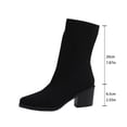 thumbnail image 4 of XIMIN Women's Knit Chunky Block Heel Ankle Boots Fashion Solid Color Mesh High Heel Short Boots Fly Weave Mid Calf Boots Wide Mid Calf Boots Dress Sock Booties, 4 of 8