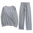 thumbnail image 2 of Weiqiqre Ensemble de Sport Décontracté pour Hommes, Couleur Unie, Col Rond, Manches Longues Élastiques, 2 of 6