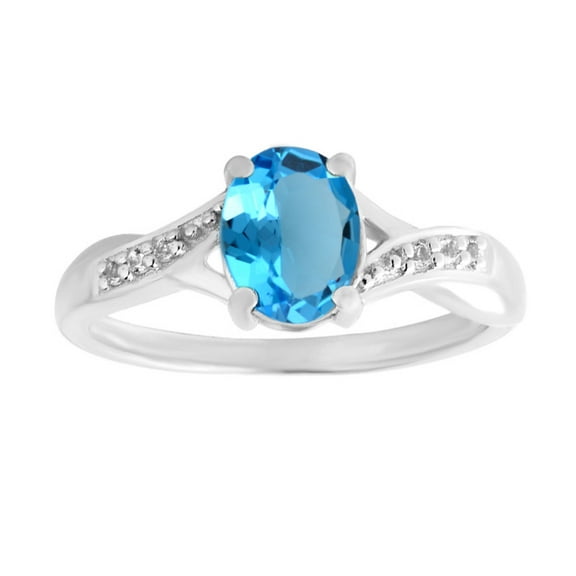 Silver Sterling 925 Women Ring Natural 7X5 Mm Oval Shape Swiss Blue Topaz Silver Ring