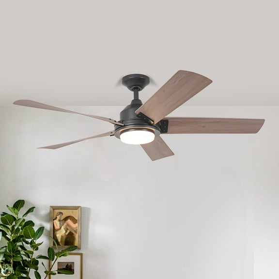 Parrot Uncle Farmhouse 52" 5-Blade LED Ceiling Fan with Remote Control, ABS Blades, DC Motor, Living Room Ceiling Fan