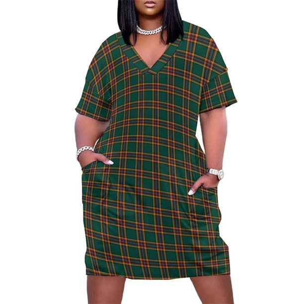 Vestido holgado con bolsillos a cuadros irlandeses verde bosque de Moran Tartan Ropa de mujer Ropa de mujer