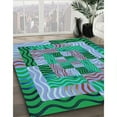 thumbnail image 3 of Ahgly Company Machine Washable Indoor Square Transitional Lime Mint Green Area Rugs, 8' Square, 3 of 7